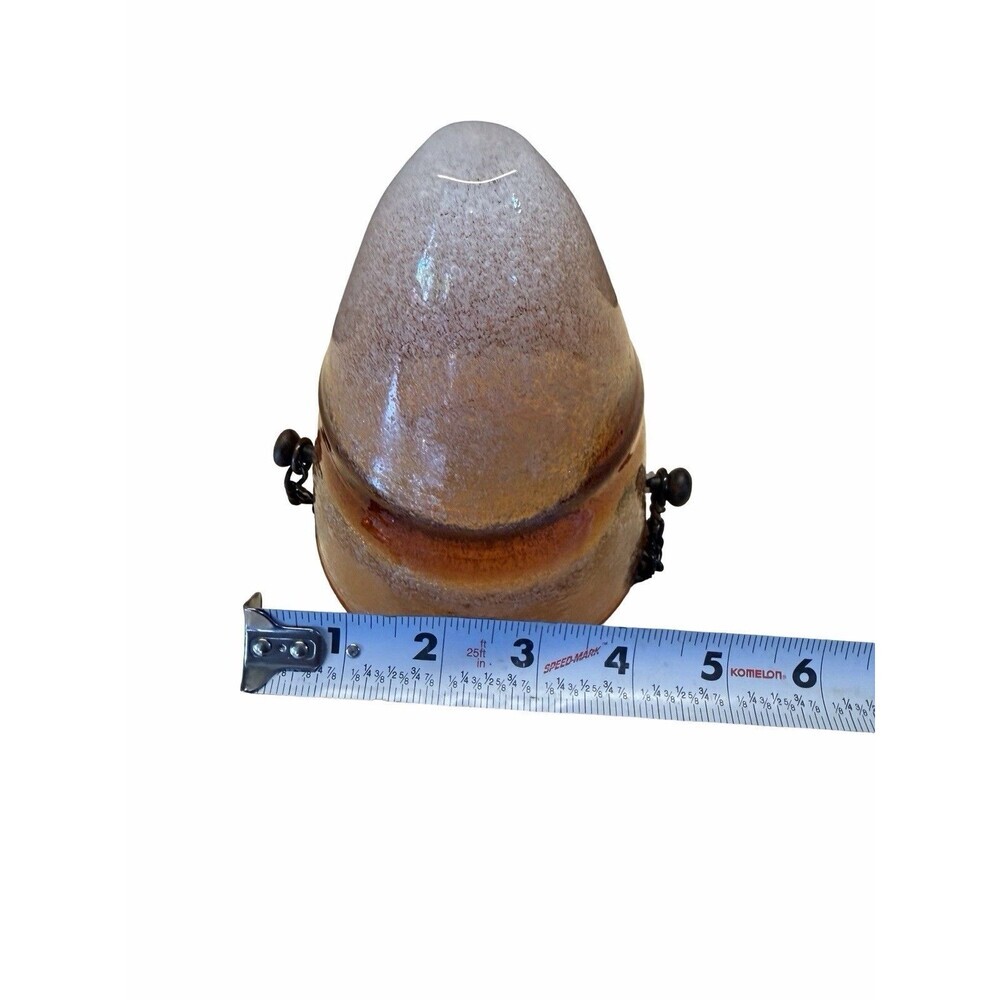 Vintage Amici Hand Blown Amber Bubble Glass Cone Vase Hanging Wrought Iron Stand - Picture 12 of 12